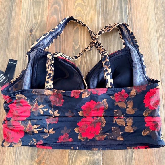 Torrid Retro Wireless Leopard Rose Twisted Front Swim Top - Picture 7 of 9